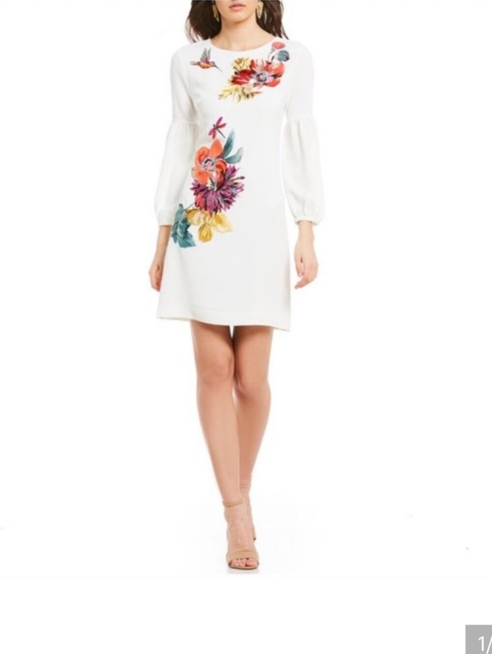 Trina Turk🛍 White Floral Mini Dress with Multicolor Blooms